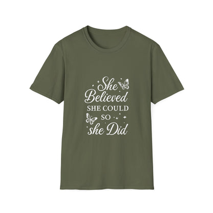 She Believed She Could So She Did Motivational T‑Shirt – Inspirational Quote Graphic Tee