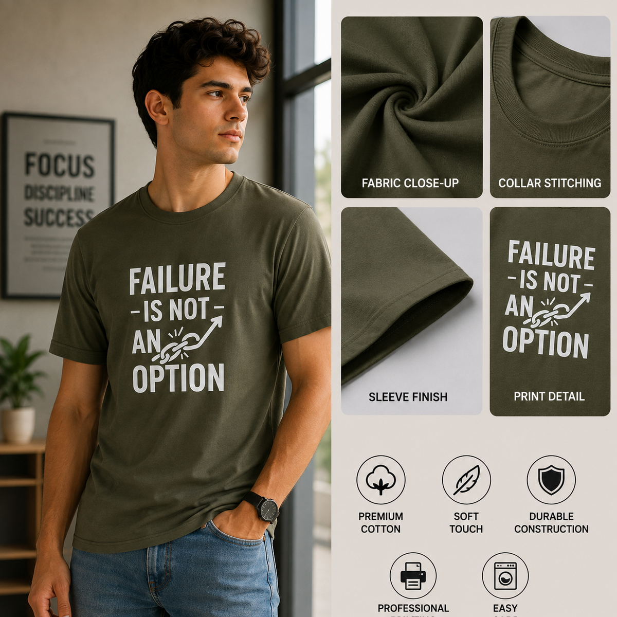 Failure Is Not An Option Motivational Graphic T-Shirt