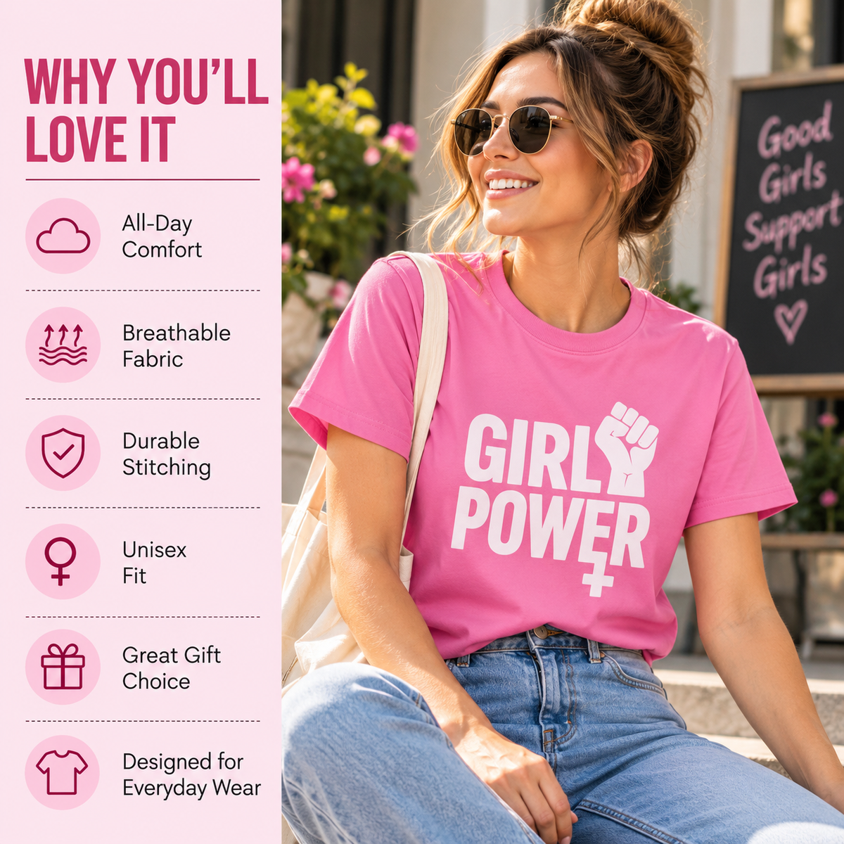 Girl Power Motivational Graphic T-Shirt