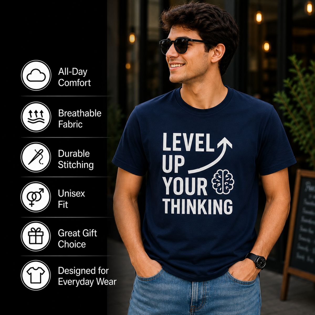Level Up Your Thinking | Growth Mindset Tee | Inspirational Graphic T-Shirt