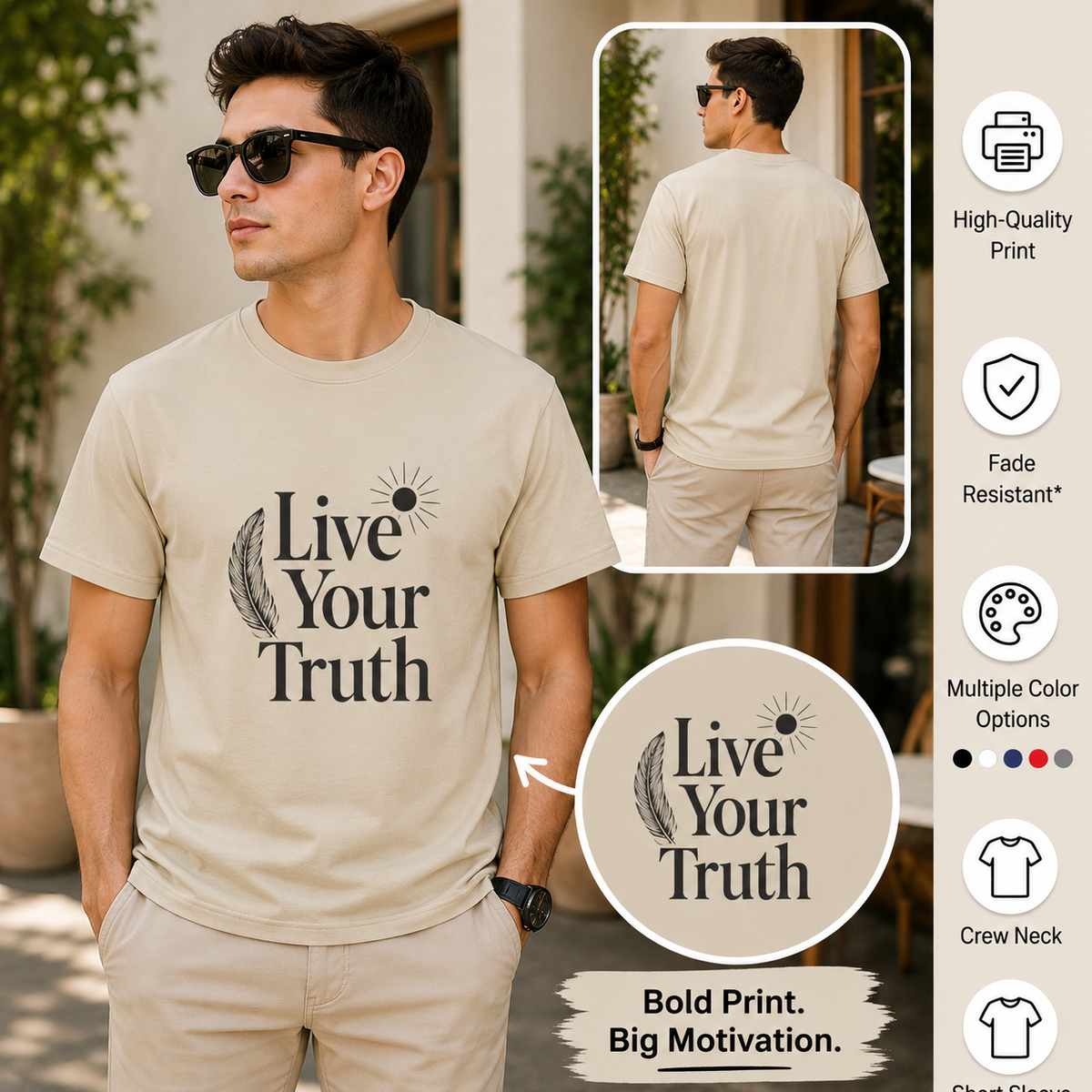 Live Your Truth | Authentic Self Tee | Inspirational Graphic T-Shirt