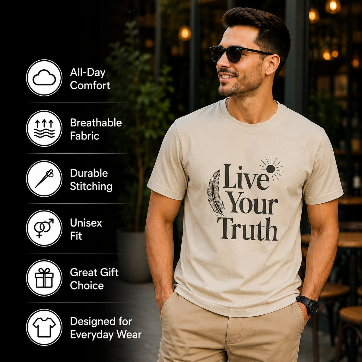 Live Your Truth | Authentic Self Tee | Inspirational Graphic T-Shirt