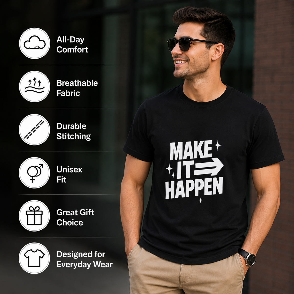 Make It Happen | Motivation Tee | Inspirational Graphic T-Shirt