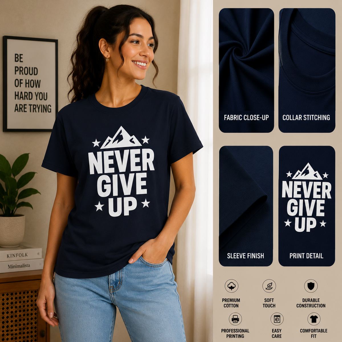 Never Give Up | Positive Mindset Tee | Inspirational Graphic T-Shirt