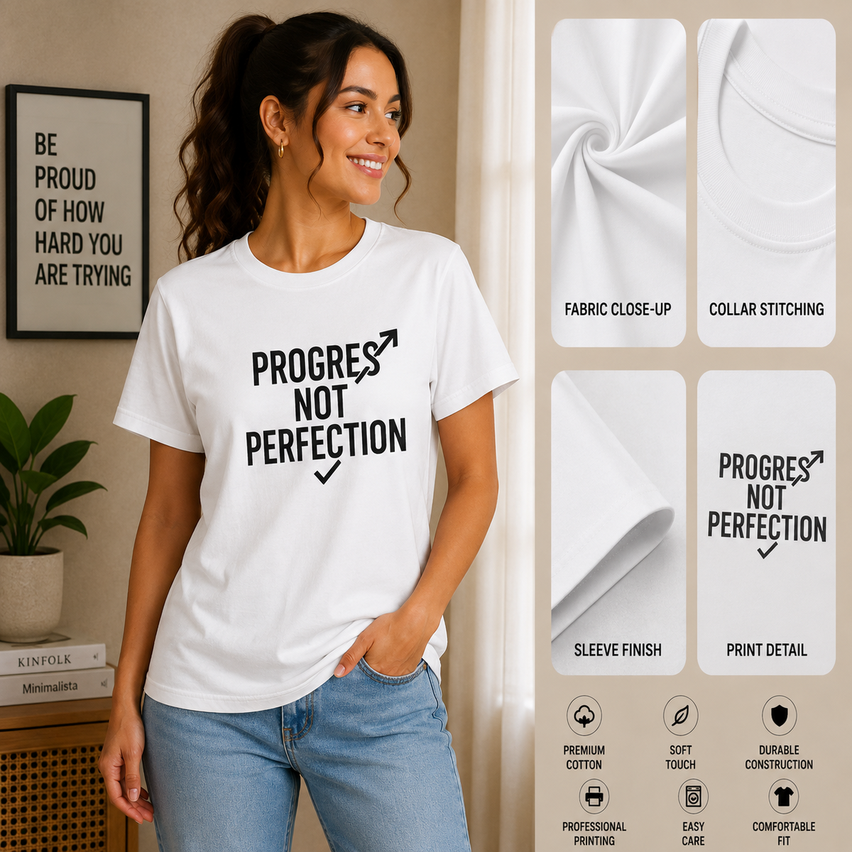 Progress Not Perfection | Growth Mindset Tee Inspirational Graphic Tee