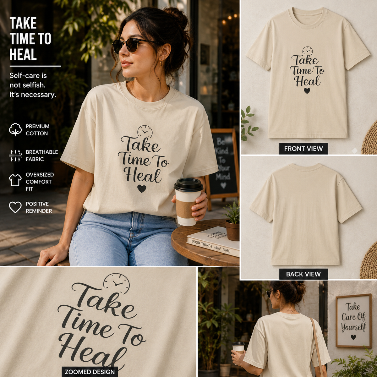 Take Time To Heal | Mental Health Graphic Tee
