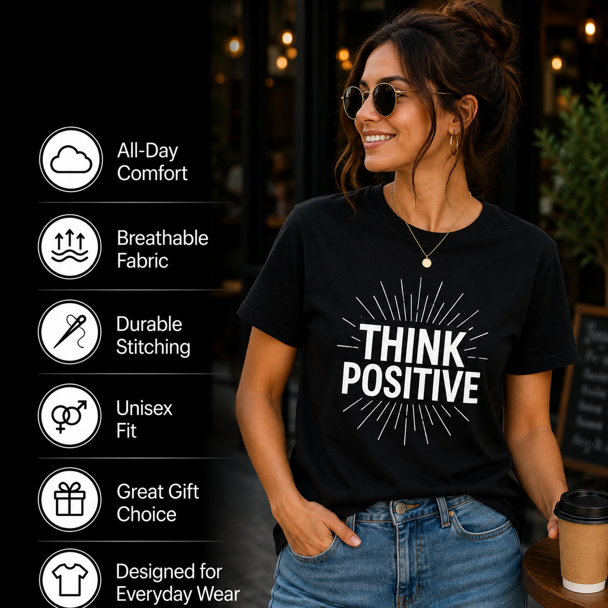 Think Positive | Positive Mindset Graphic Tee