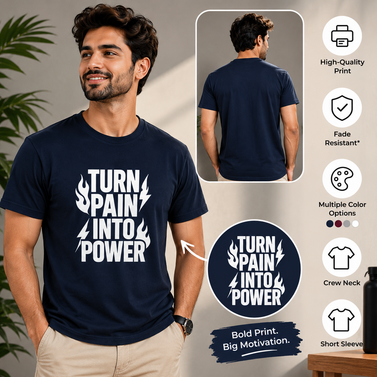 Turn Pain Into Power | Mental Strength Graphic Tee