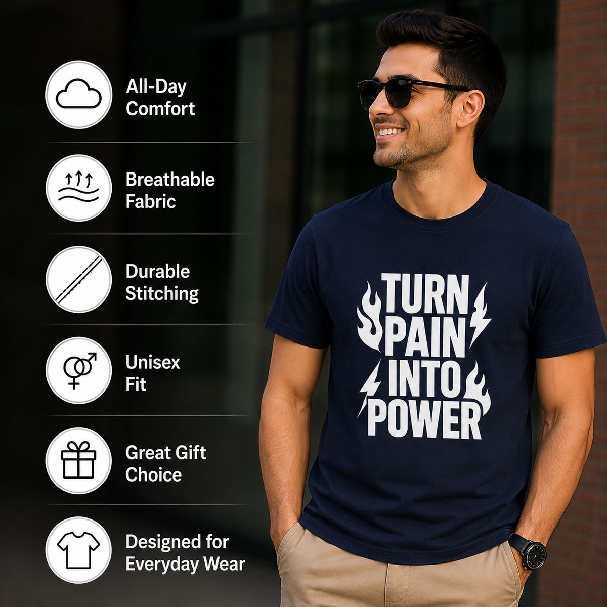 Turn Pain Into Power | Mental Strength Graphic Tee