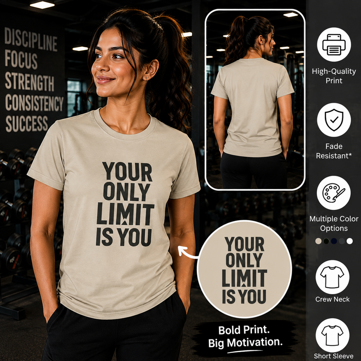 Your Only Limit Is You | Gym Motivation Tee
