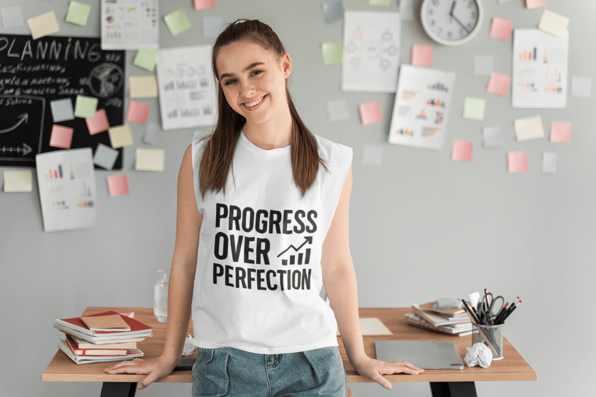 Progress Over Perfection | Growth Mindset Tee - Positivity Prints